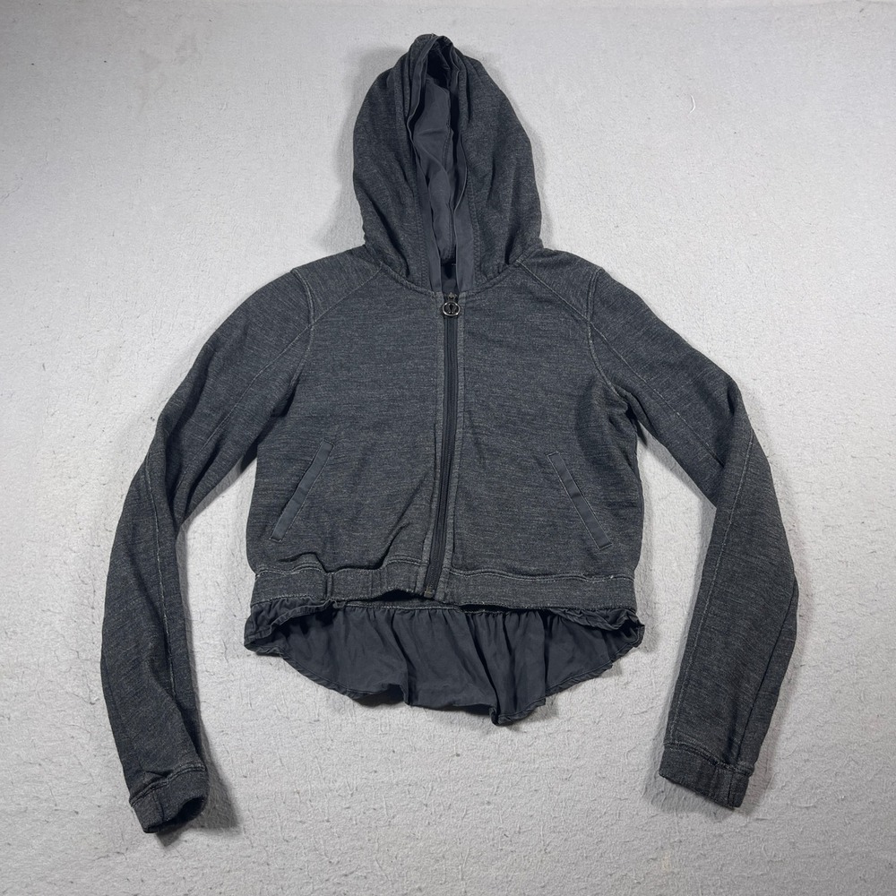 Lululemon  Sweat and Repeat Hoodie Women Size 6 Ruffle Back Full‎ Zip Gray